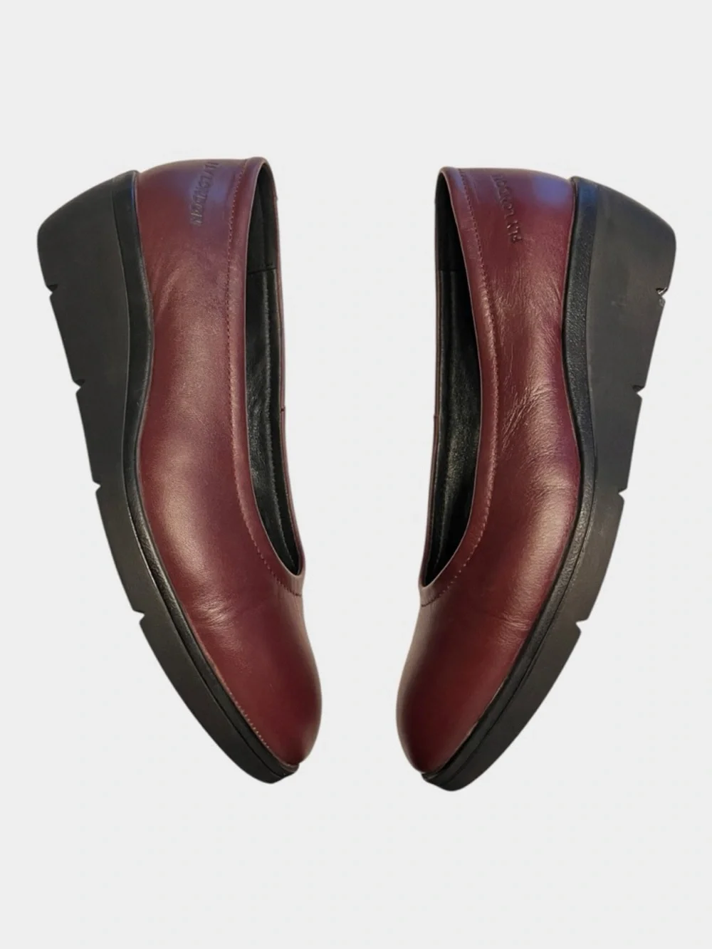 FLY LONDON Burgundy Leather Platform Wedge Flats Size 39 / US 8–8.5